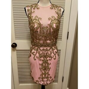 107. Angela & Alison Short Prom Dress in Light Pink